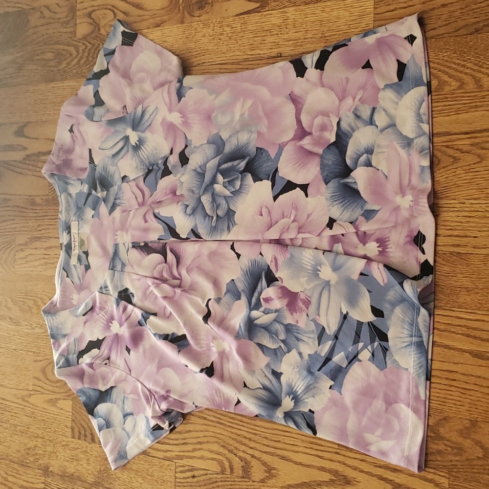 (PS) TanJay Petites Floral Pastel Pleated Details Casual Business Casual Office